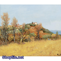 Tranh sơn dầu chiều thu lá rơi